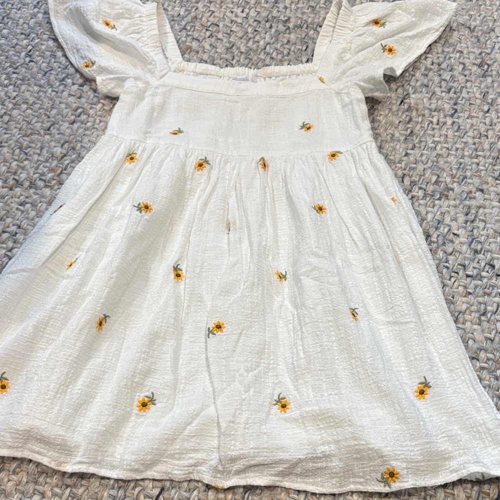 Ghanda White Dress with Yellow Sunflowers